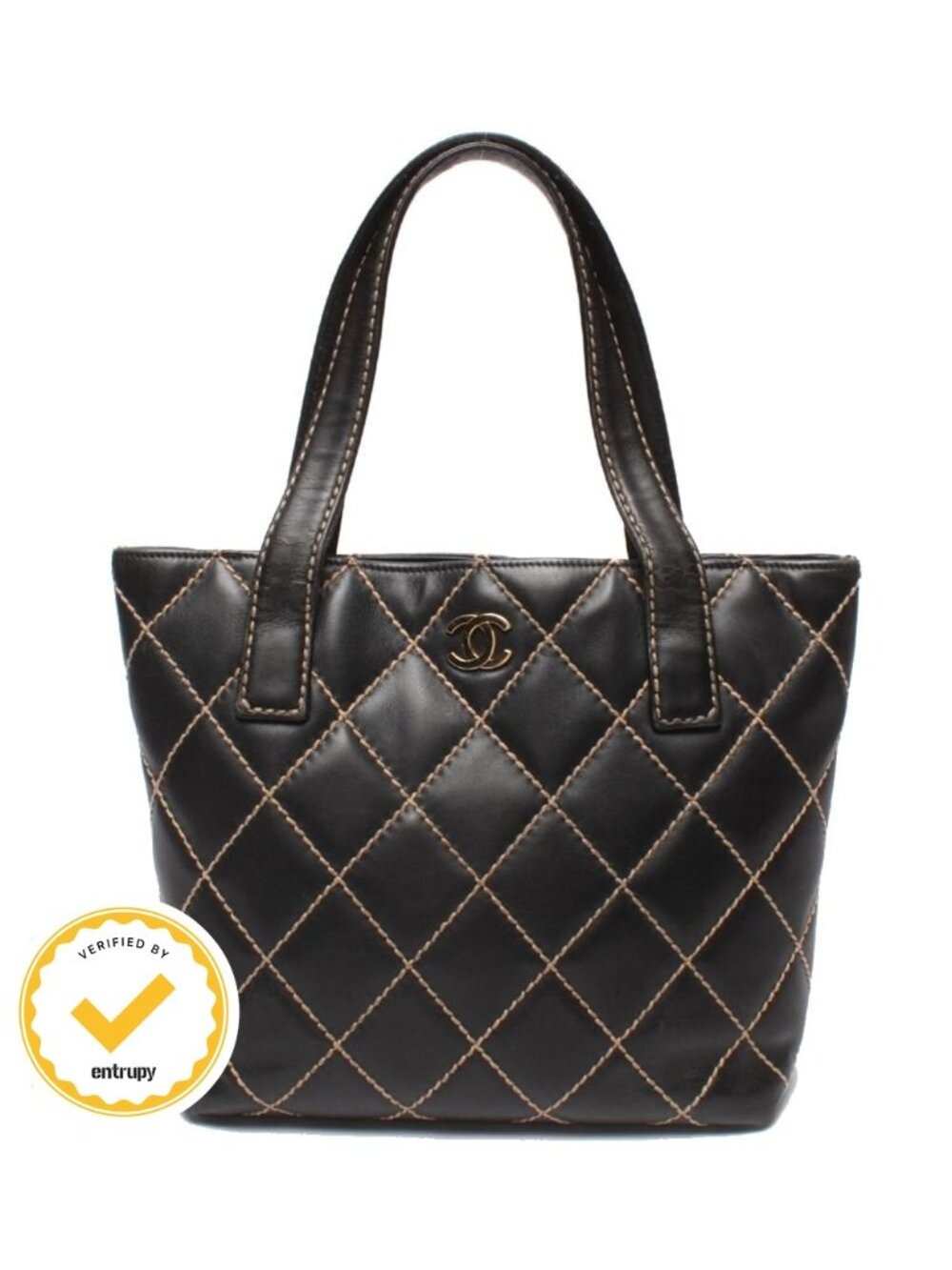 Chanel Tote Bag Gold Wild Stitch CC Logo